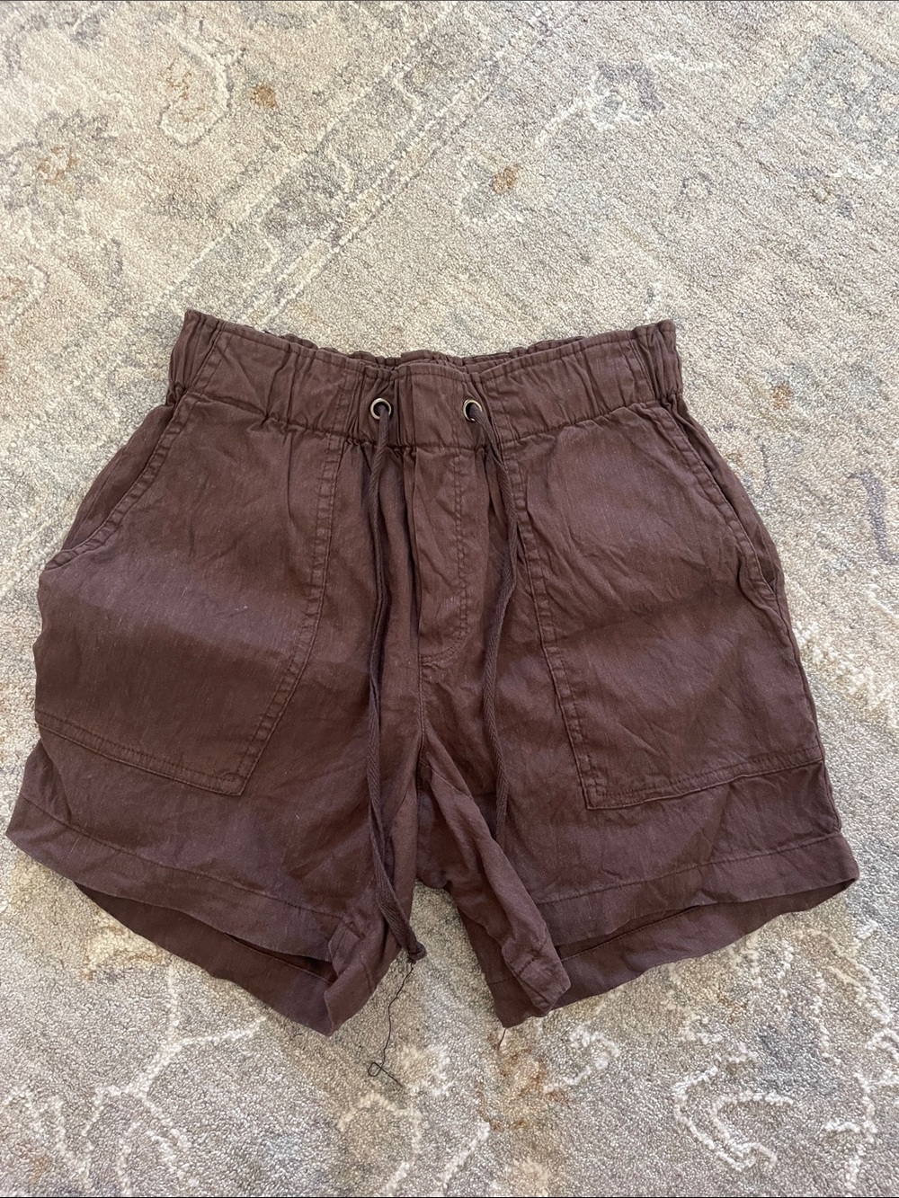 Kut from the Kloth Men's Brown Drawstring Linen Blend Shorts